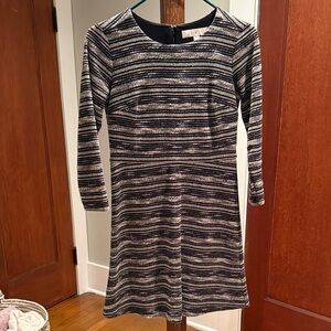 LOFT Petites Nubby Knit A-Line Dress in Black and White Size 0P